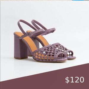 [NEVER WORN] Naguisa Faro Chelsea Woven Leather Heels in Lilac